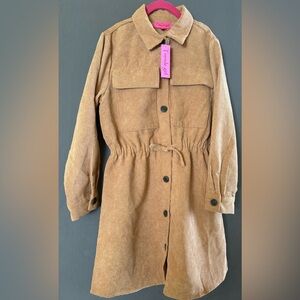 Tan Corduroy Button-Up Dress